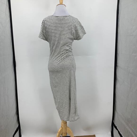 Allsaints Dress Womens M Medium Cotton Paloma Stripe Twist Front Cap Sleeves Tee - Picture 5 of 14